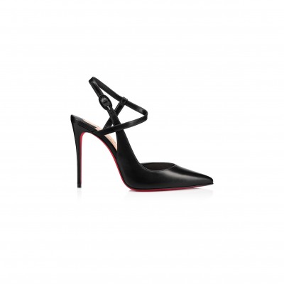CHRISTIAN LOUBOUTIN JENLOVE 100 MM STRAPPY PUMPS-KID LEATHER-BLACK-WOMEN 3210590BK01
